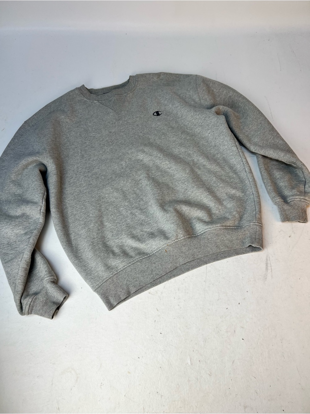 Champion Light Gray Crewneck Sweatshirt with Small Logo